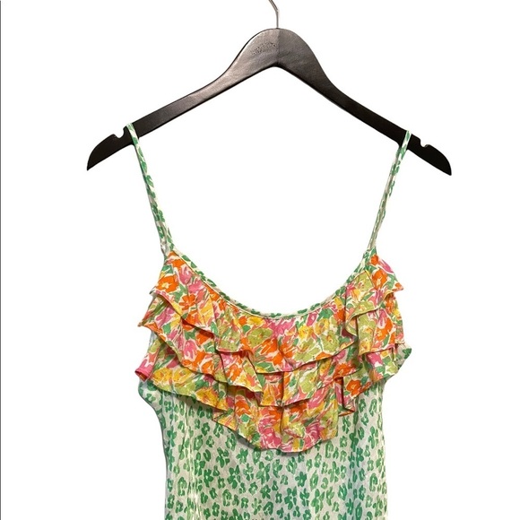 Rixo x Target Leopard Animal Print Colorful Ruffle Front Sleeveless Midi Dress - Picture 6 of 9